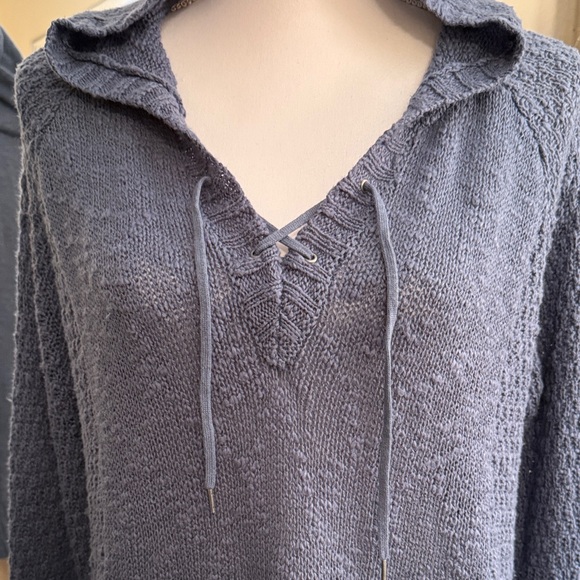 Roxy V-Neck Blue Hooded Sweater 100% Cotton - Picture 2 of 15